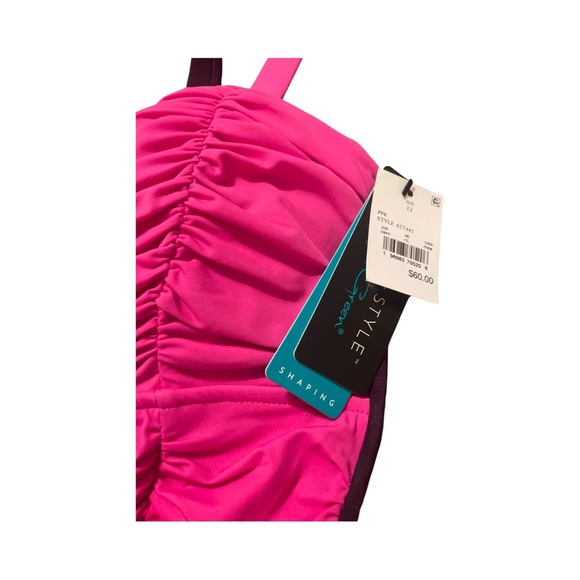 NWT Aqua Green Shape + Style Ombre Full Coverage One Piece Swimsuit Size 12 - Picture 4 of 6